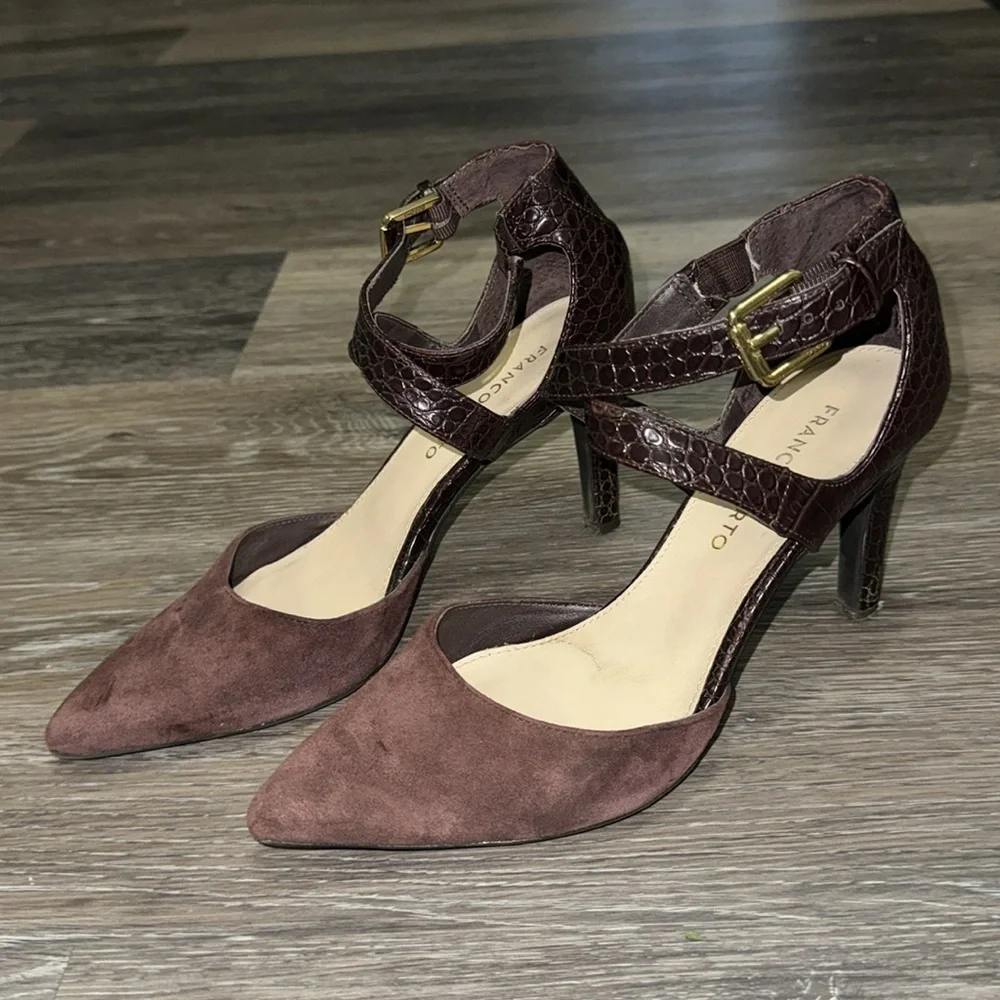 Franco Sarto Anazio Pump - Suede & Faux Leather - Burgundy - Size 7.5